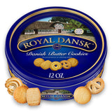 Royal Dansk Danish Butter Cookies Tin – Elegant Christmas and Easter Gift for Grandma, Reusable Blue and Gold Cookie Tin for Family
