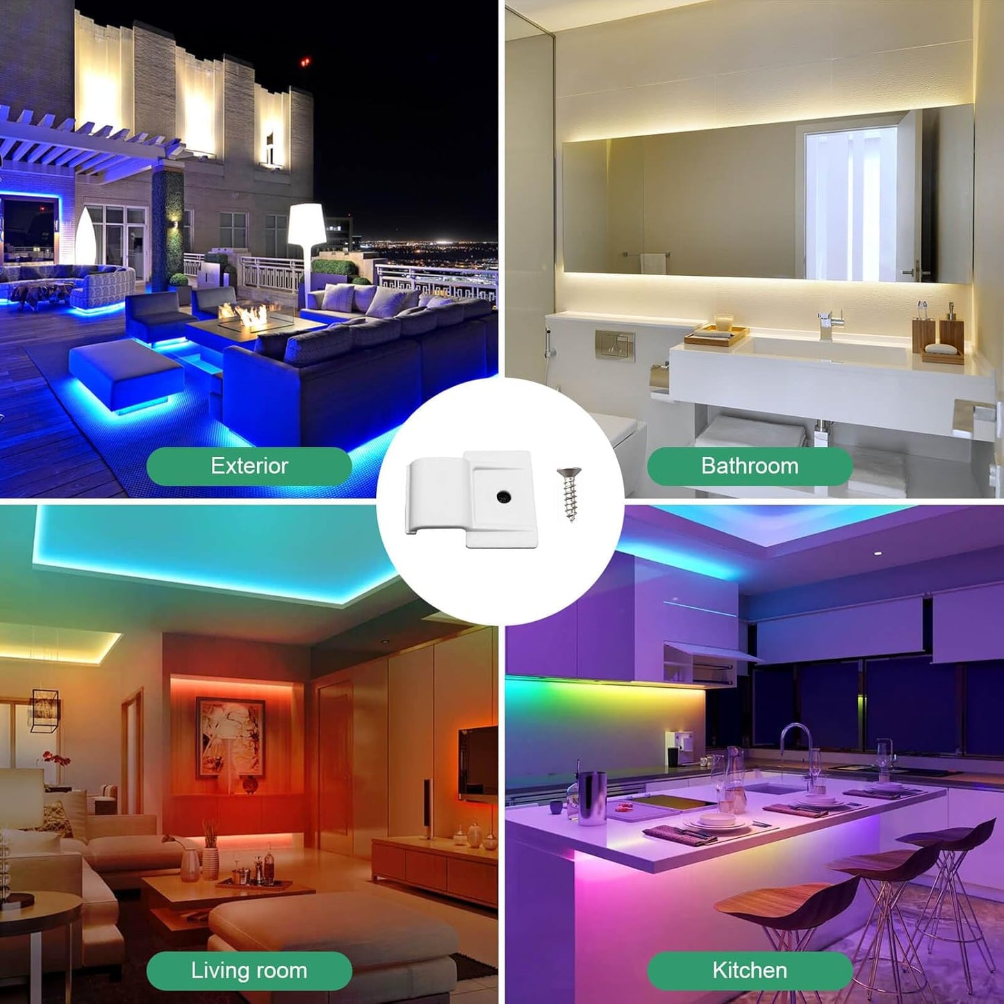 Decorative LED Strip Light Clips – Clean-Finish Mounting Holders for Cozy Bedroom Ambiance and Shelf Lighting (100 Pack)