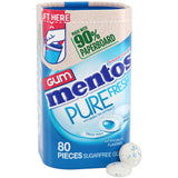 Mentos Pure Fresh Xylitol Gum for Streamlined Bathroom Counter and Desk Organization, Fresh Mint 80-Piece 90% Paperboard Bottle