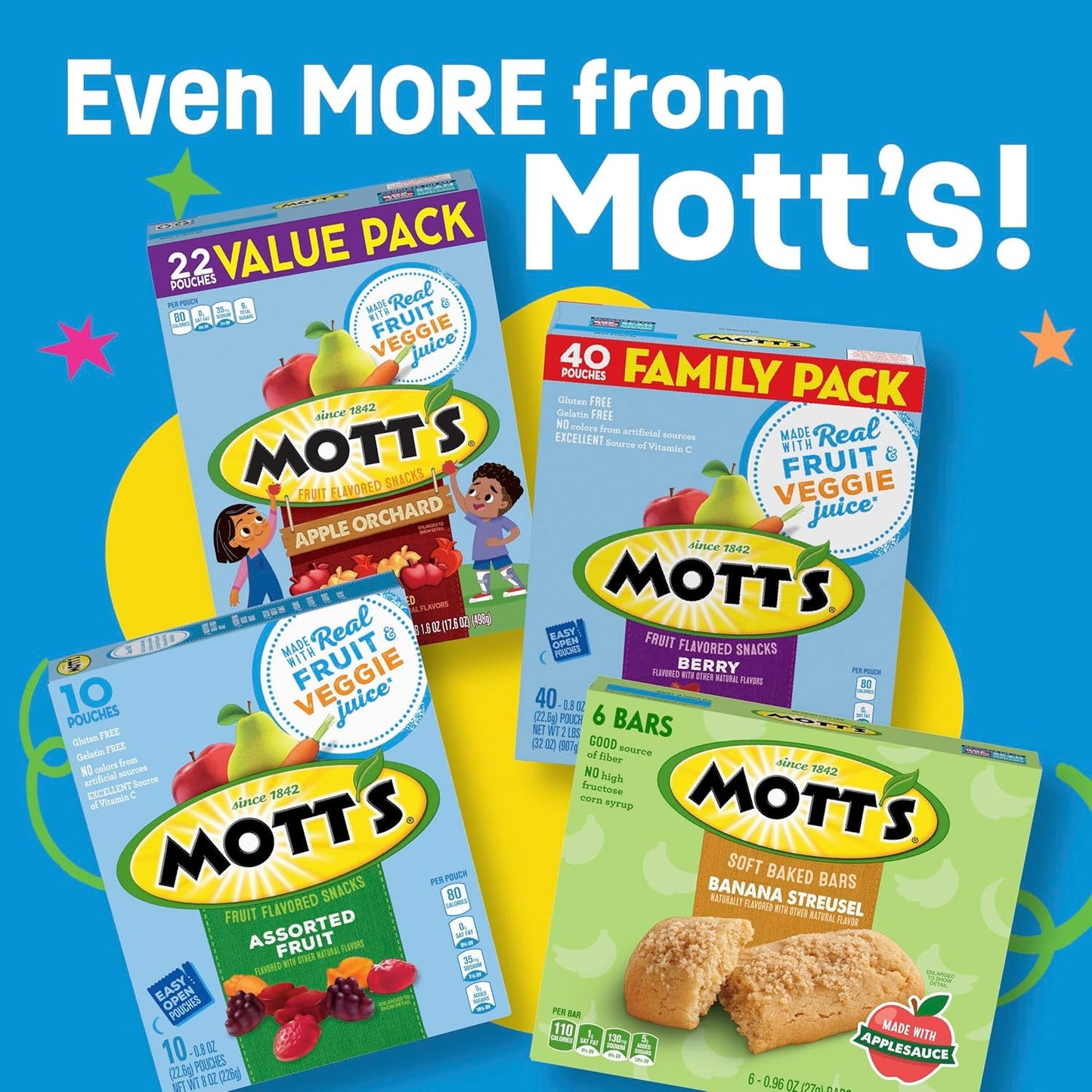 Mott's Berry Fruit Snacks – No Artificial Colors Wellness Snack for Clean Eating Homes, 22 Pouches
