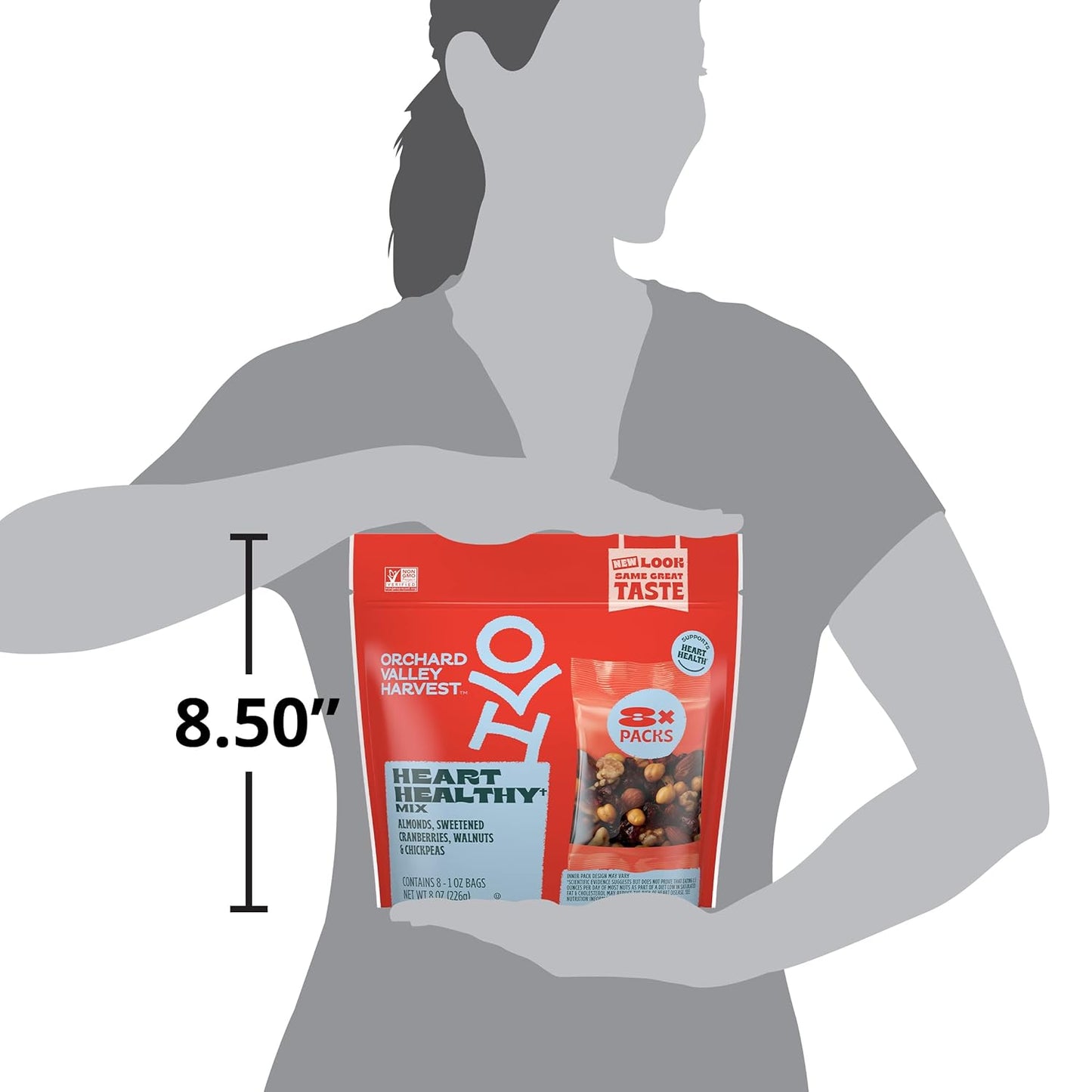 Orchard Valley Harvest Heart Healthy Blend, 1 Ounce Bags (Pack of 8) — Single-Serve Nut Mix to Curb Mid-Meeting Hunger