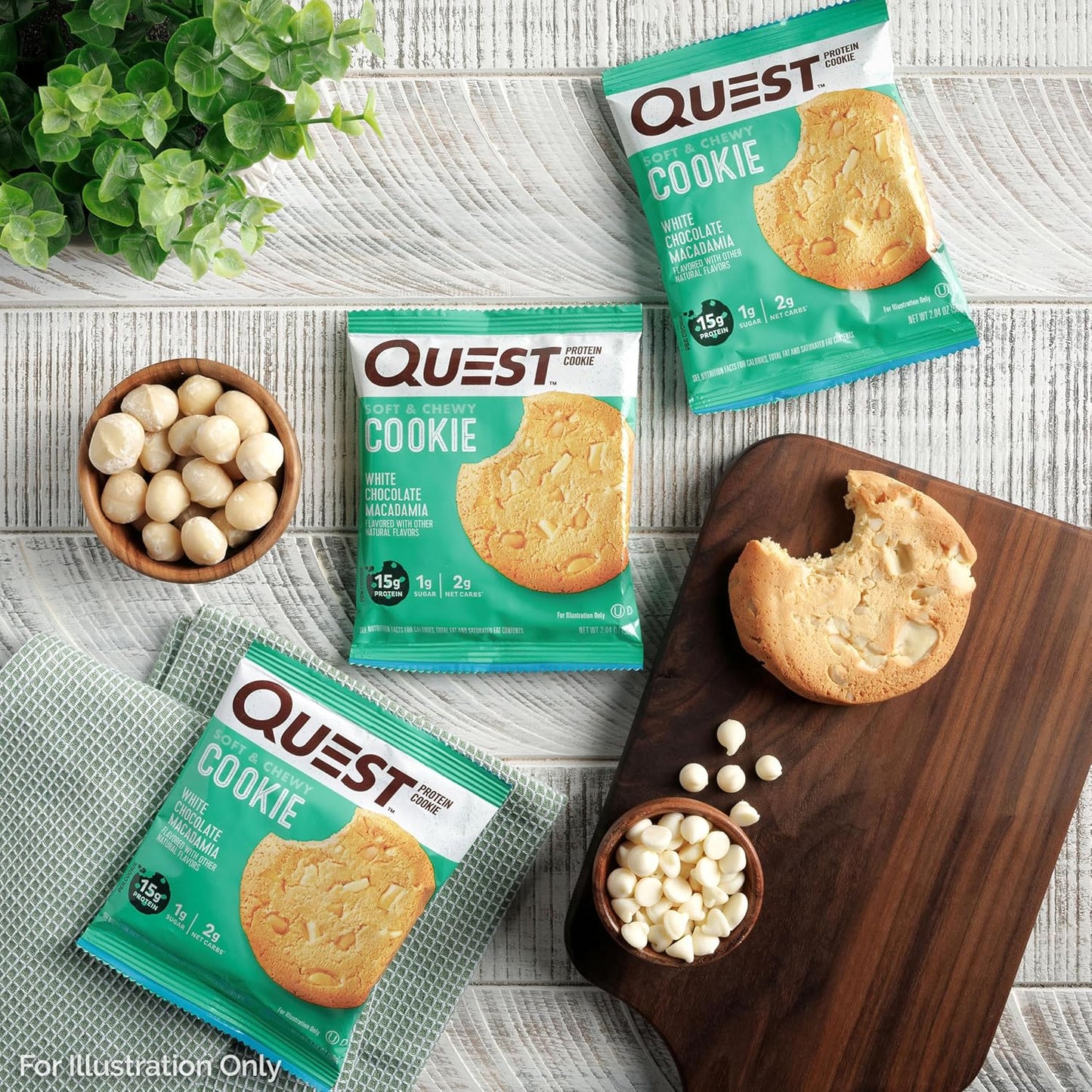 Quest Nutrition Double Chocolate Chip Protein Cookie – Pre-Meeting Energy Boost for Home Office Focus, 3g Net Carbs Individually Wrapped