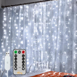 Ollny LED Curtain String Lights – Valentine's Day Gift for Couples with Cozy Backdrop Glow and Timer Function
