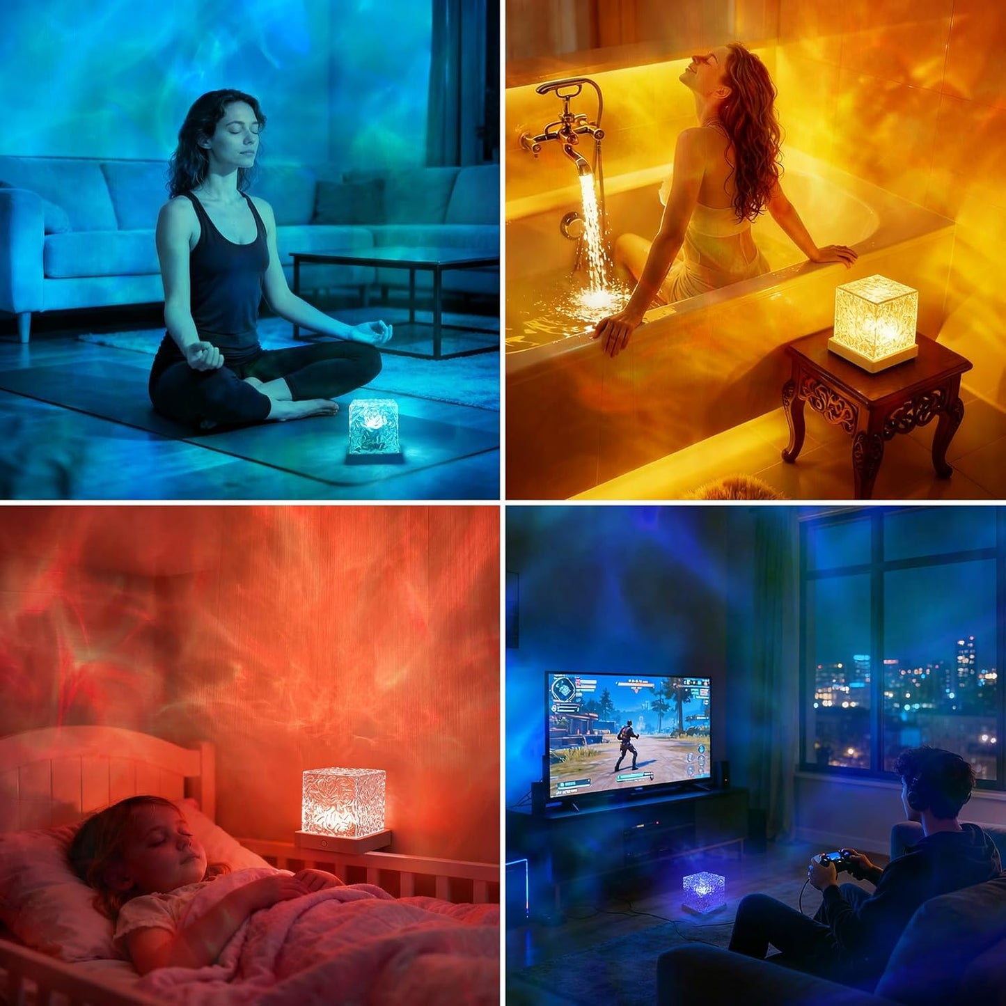 AuroraLume Water Ripple Lamp – Cool-to-Touch Night Light for Children, 16 Soft Colors with Auto Memory
