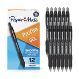 Paper Mate Profile Black Gel Pens 12 Pack – Neutral-Toned Essential for Minimalist Study Spaces and Restrained Desktop Styling