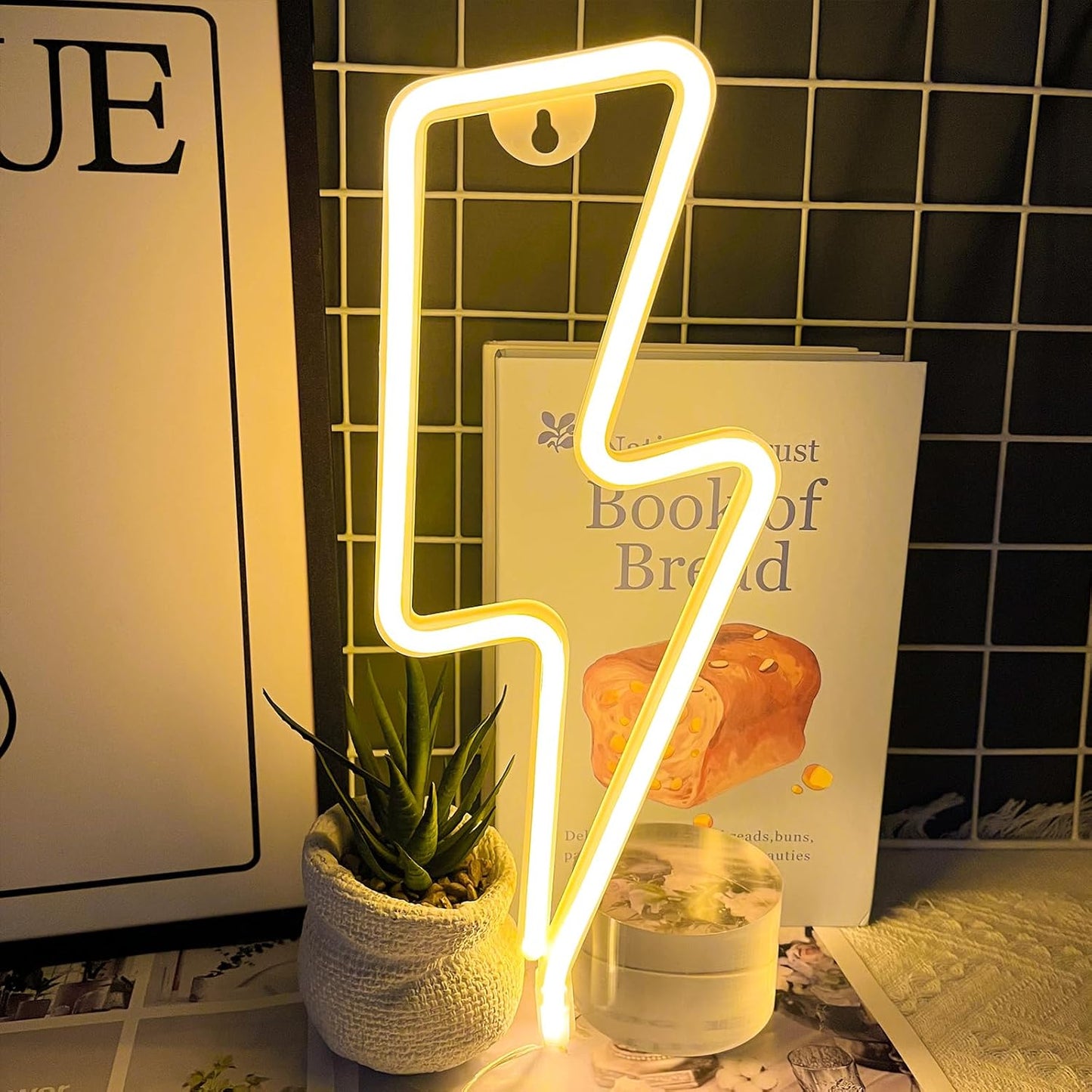 [Brand] Lightning Bolt Neon Sign – Smokeless Indoor LED Wall Light, No Heat and No Flame Safe Wall Decor for Family Spaces