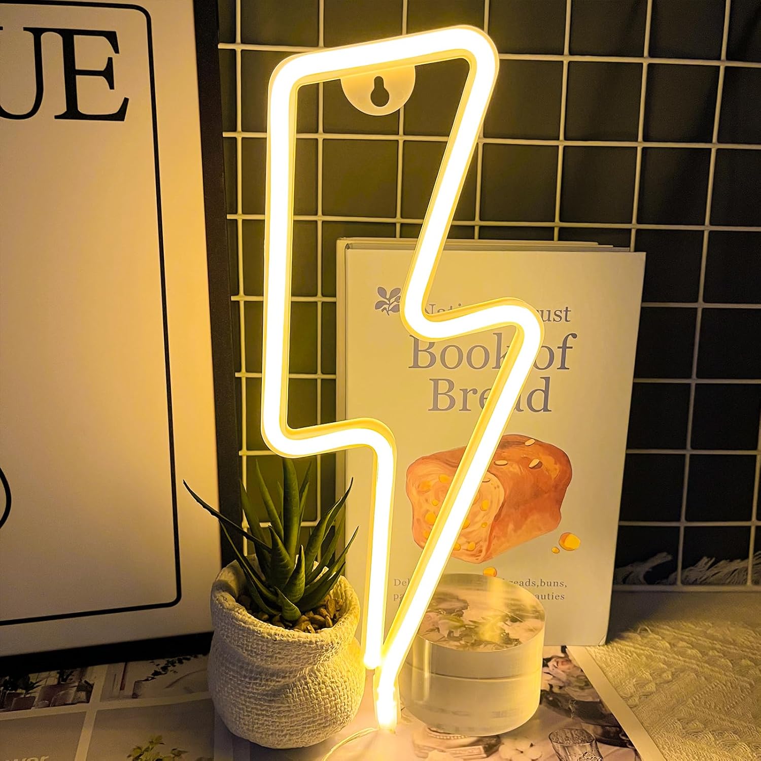 [Brand] Lightning Bolt Neon Sign – Smokeless Indoor LED Wall Light, No Heat and No Flame Safe Wall Decor for Family Spaces