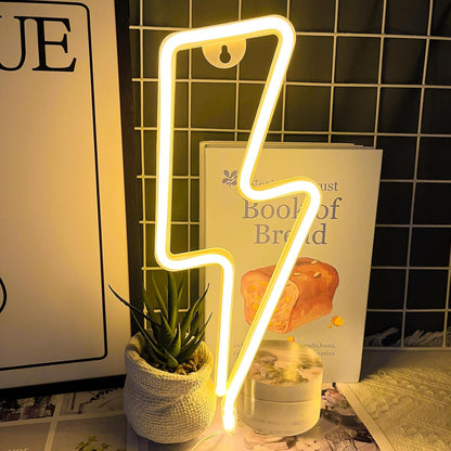 [Brand] Lightning Bolt Neon Sign – Smokeless Indoor LED Wall Light, No Heat and No Flame Safe Wall Decor for Family Spaces