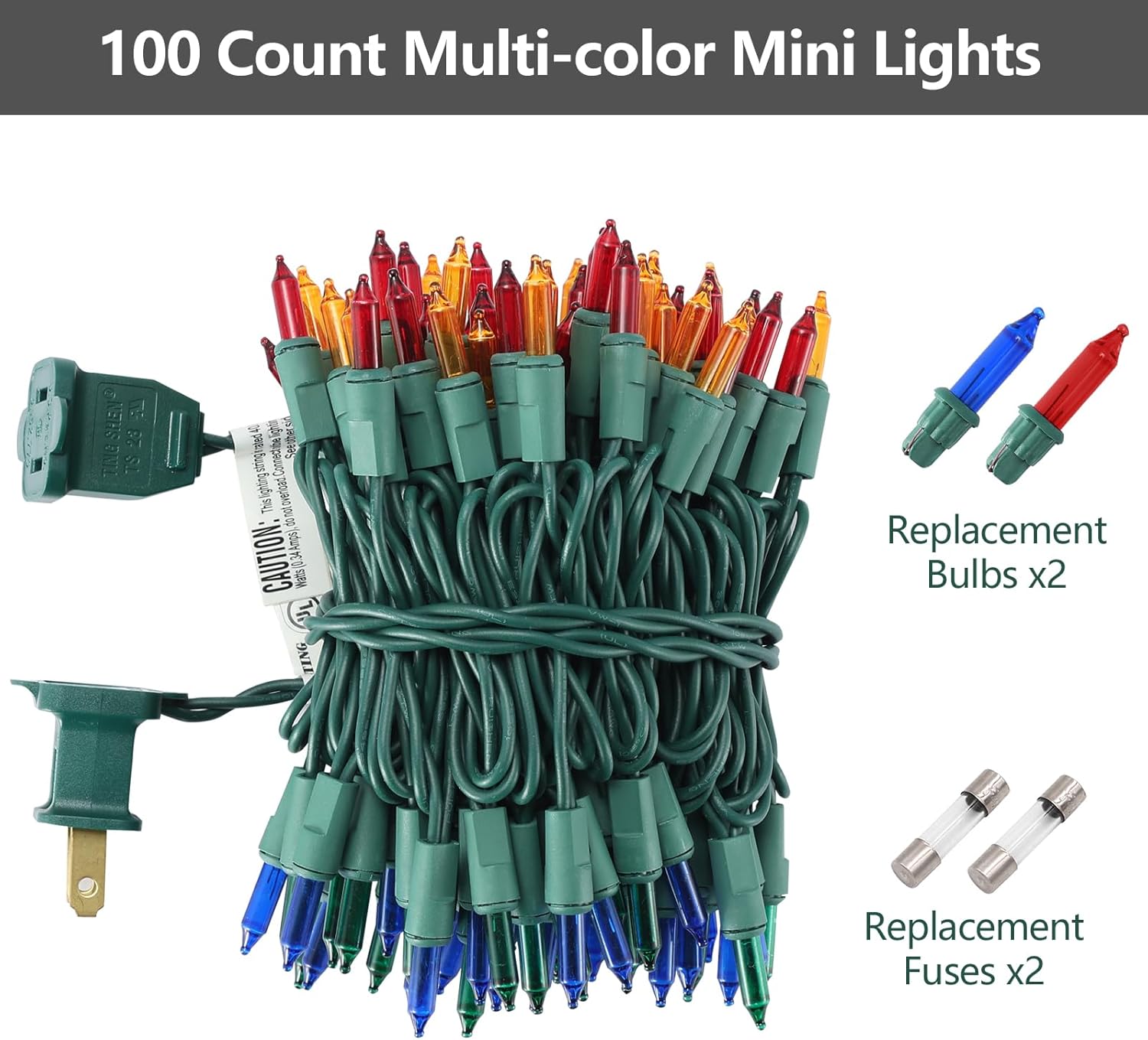 Brightown Incandescent Mini Lights 100 Bulbs Green Wire – Durable Outdoor Lighting for Camping Dining and Banquet Hall Setup