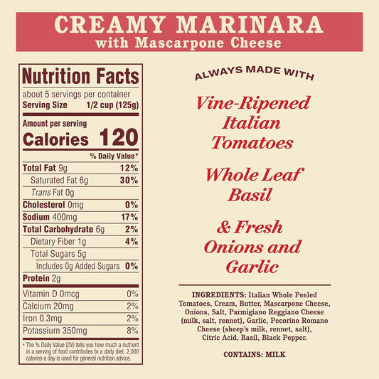 creamy marinara base blended with mascarpone cheese
