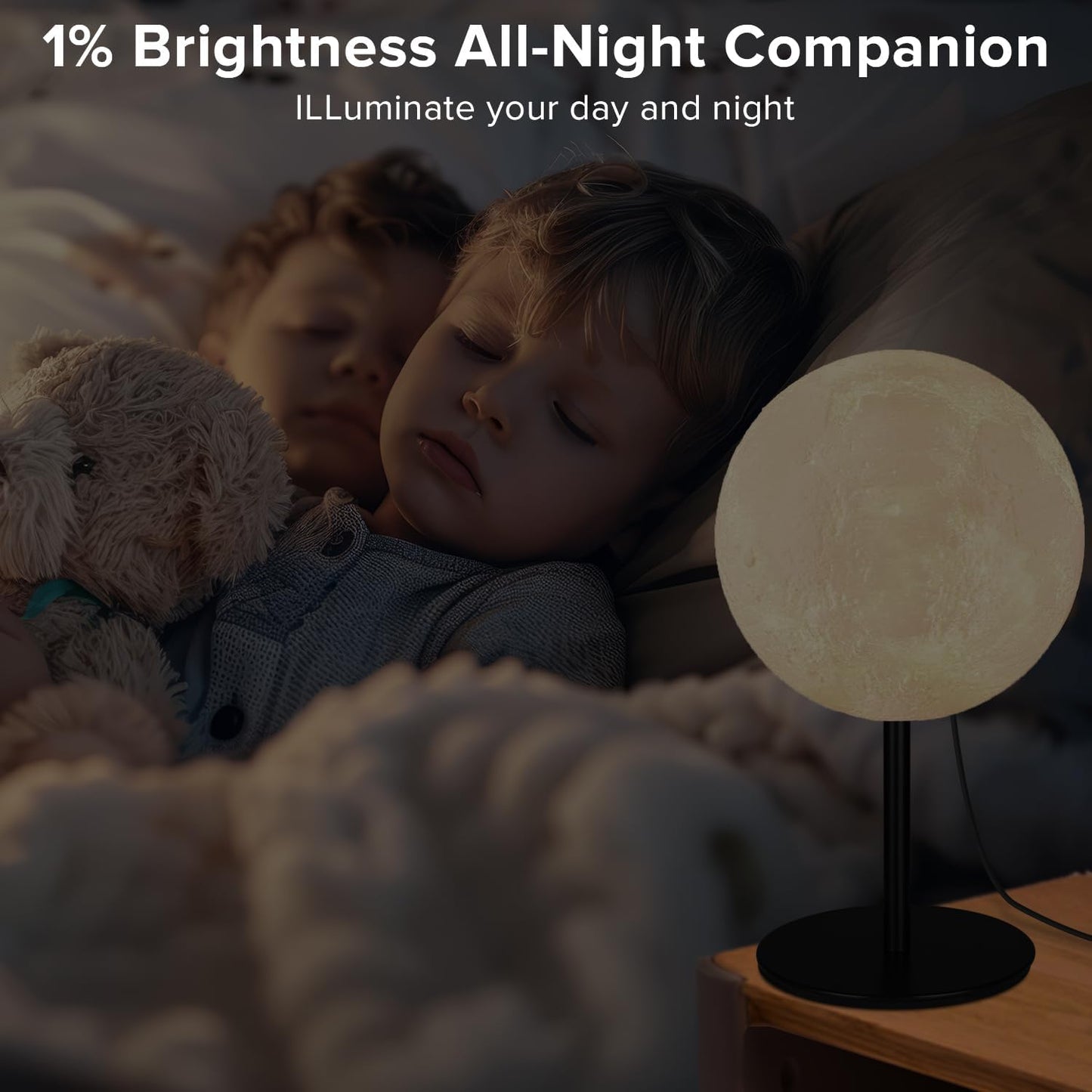 Ehobroc Moon Lamp – Simple Night Light for Uncluttered Bedrooms, One Cord One Switch