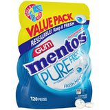 Mentos Pure Fresh Sugar-Free Chewing Gum with Xylitol, Fresh Mint, 120 Piece Bulk Resealable Bag for Mindful Snacking Breaks