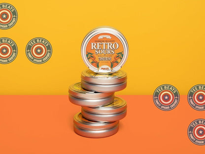 Iconic Candy Retro Sours Hard Tangy Candy Tin – Road Trip Candy for Kids, Single-Serving Collectible Tin