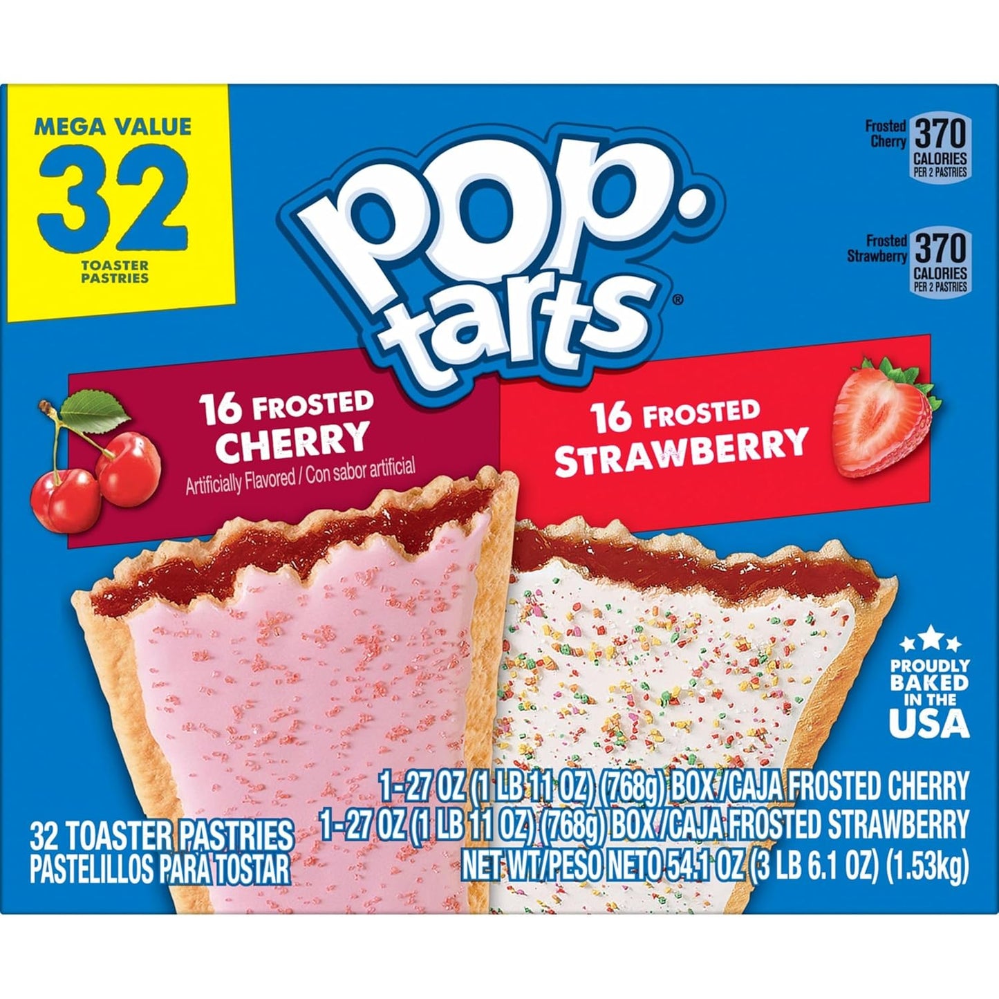 Kellogg's Pop-Tarts Toaster Pastries – Thoughtful Care Package Addition for Grandparents and Assisted Living, 32 Count
