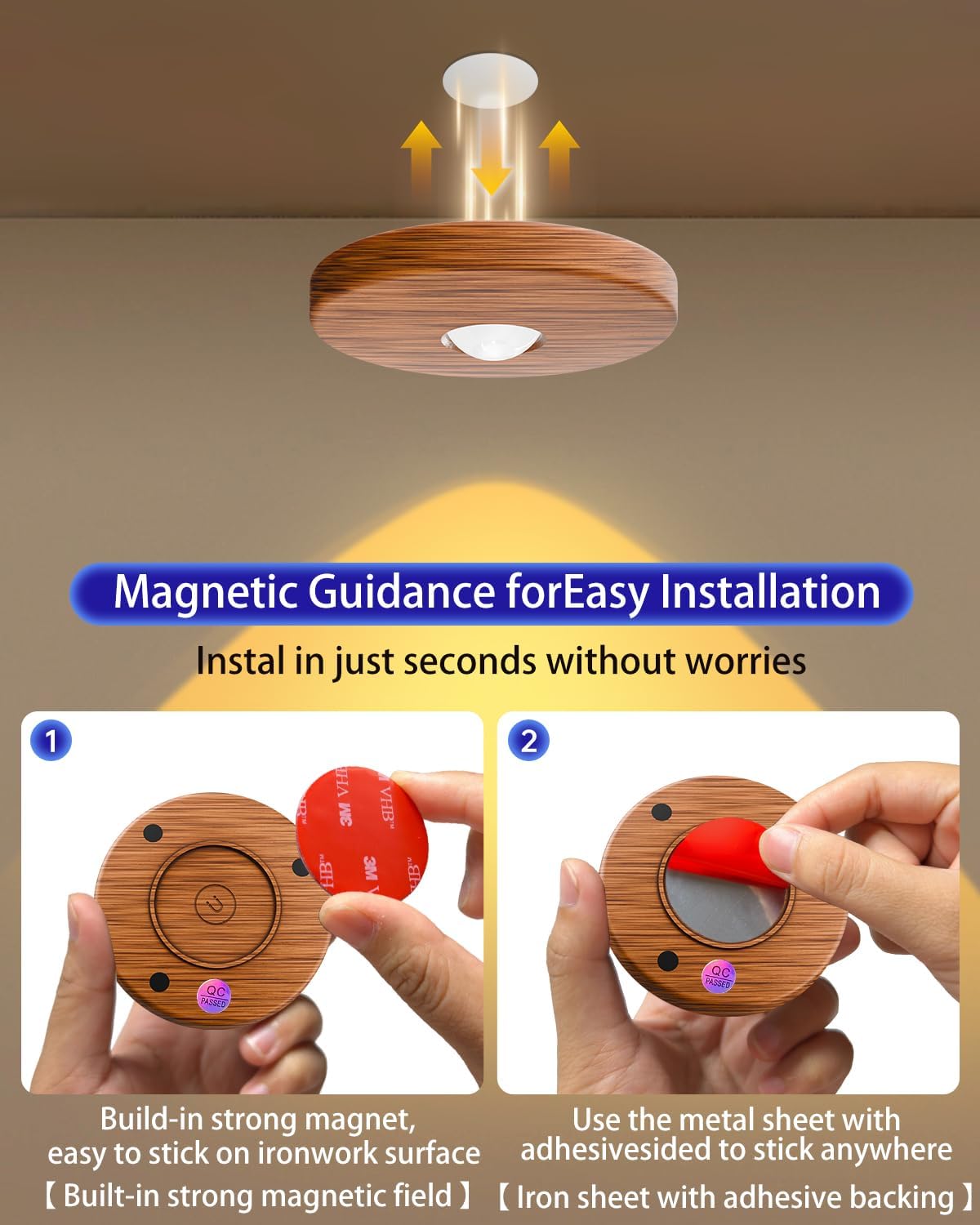 LuminAura Rechargeable Puck Lights – Practical Holiday Gift for Couples, Dimmable Mood Lighting Set of 3