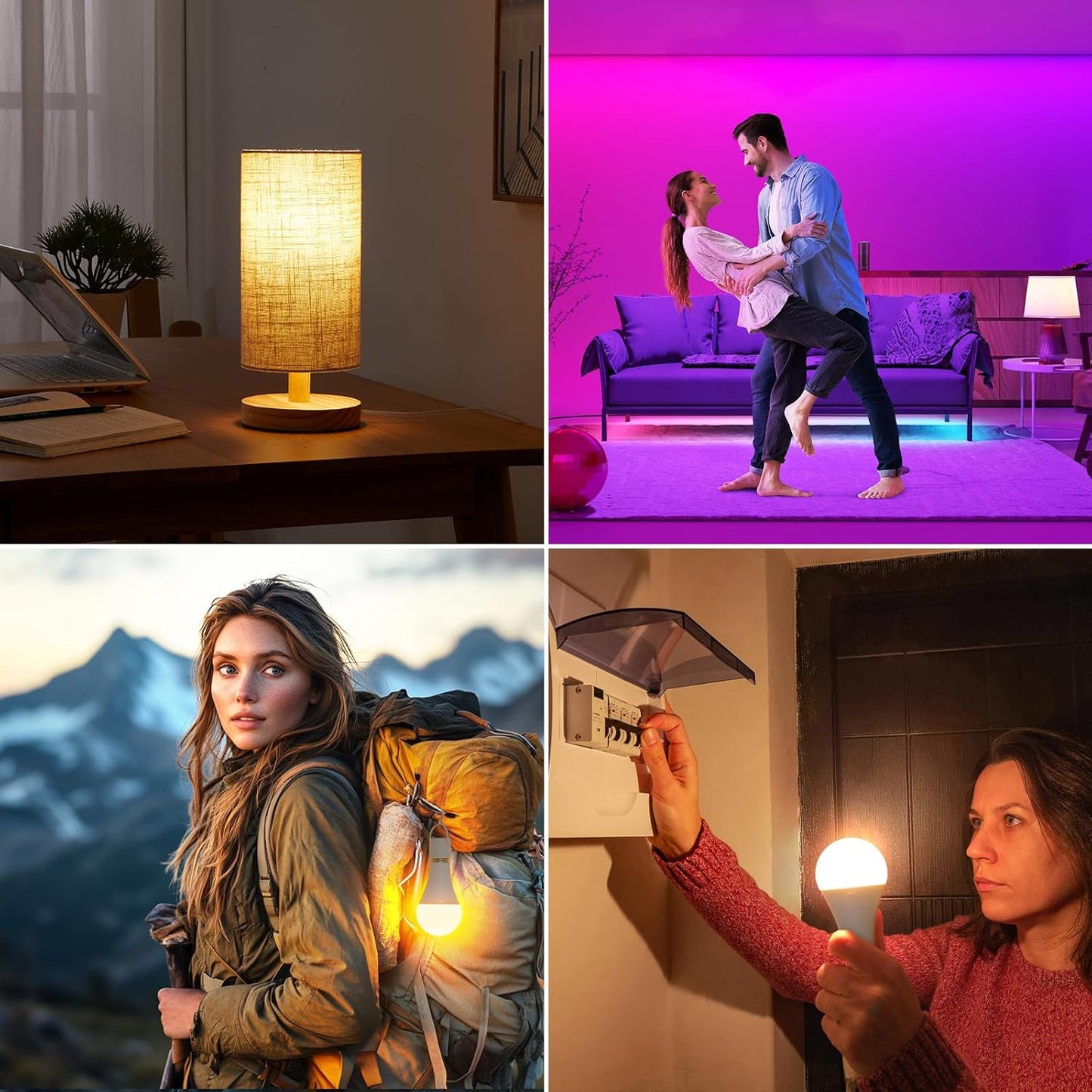 LuminWick Battery Operated Light Bulb – Weather-Friendly Camping Bulb with 15 Colors and 5-Hour Runtime