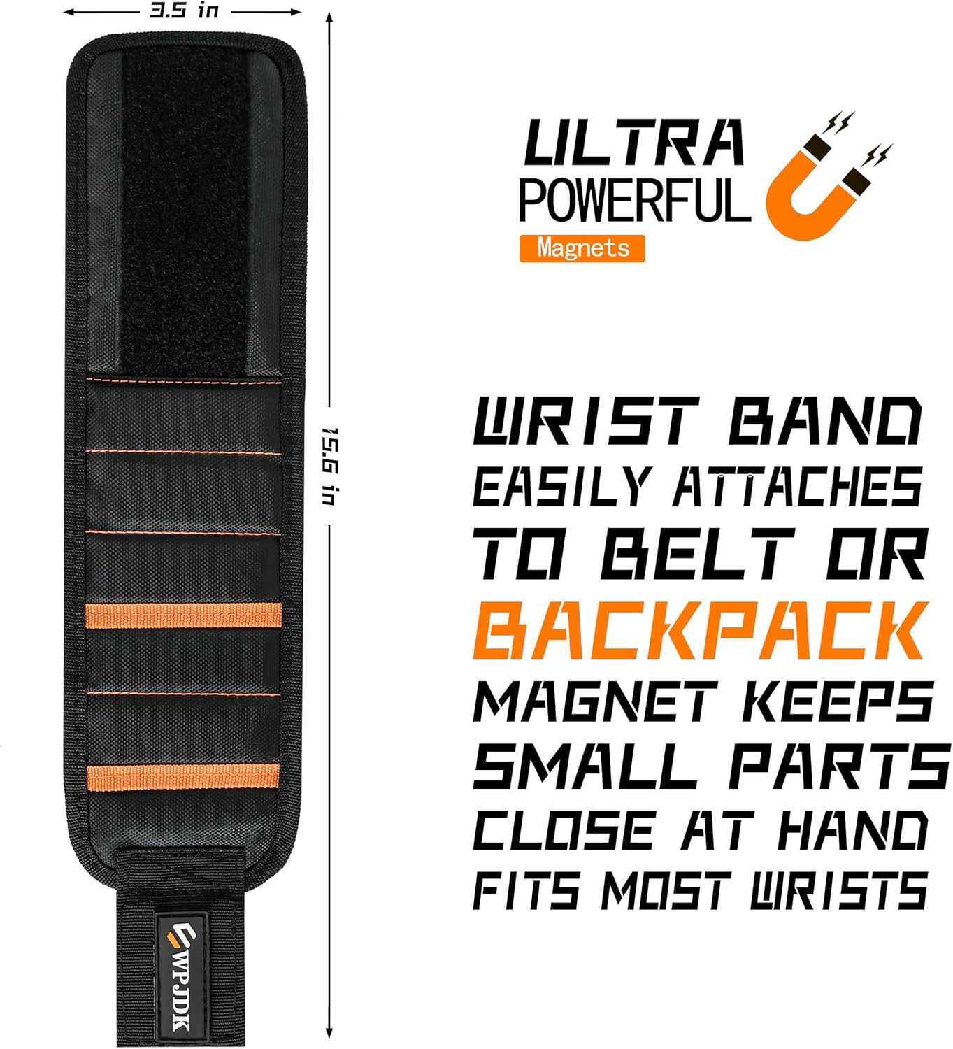 Magnetic Wristband for Drill Bits and Nails – Field-Ready Gear for Contractors Working Outdoors, Adjustable Mesh Strap