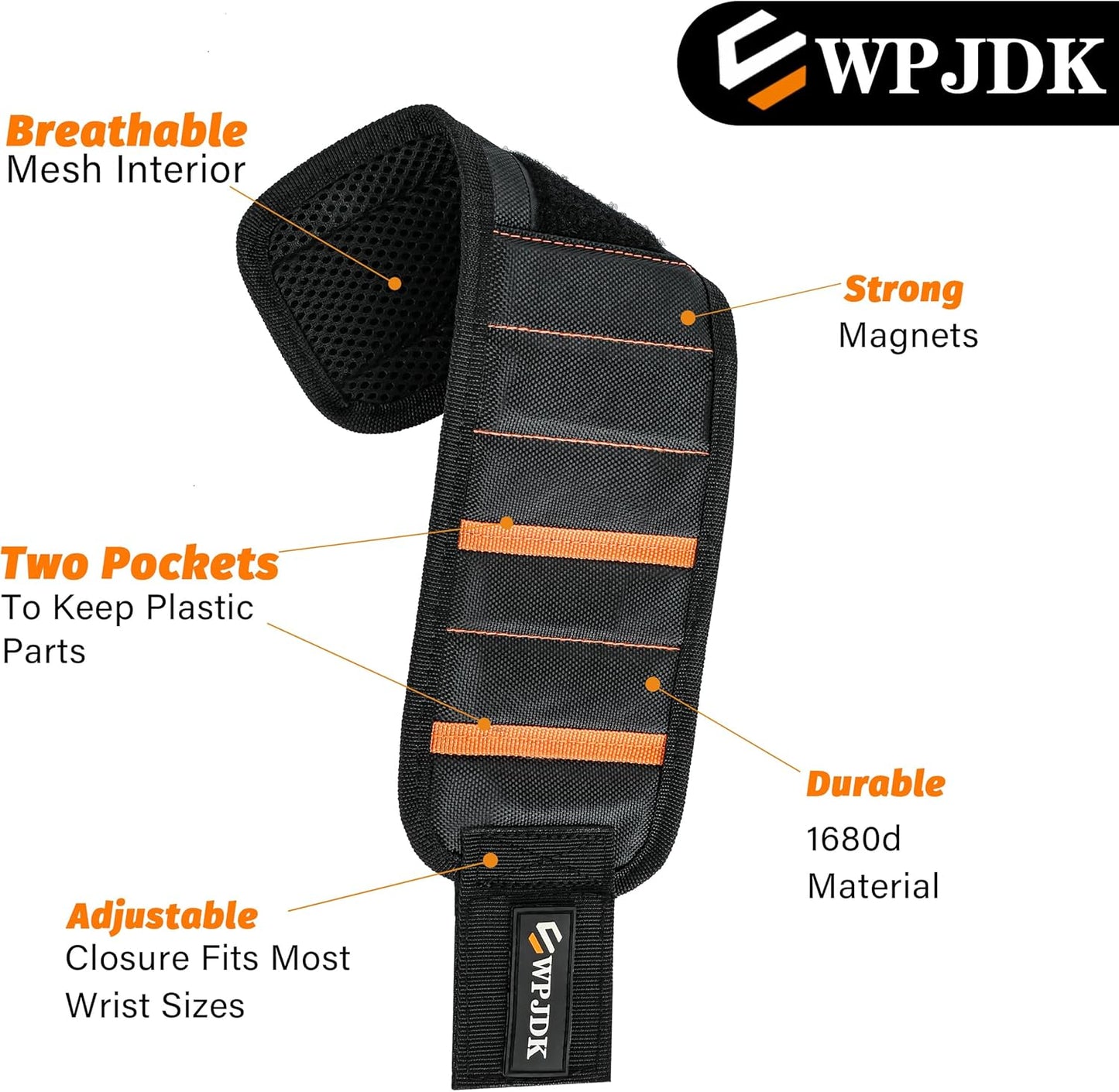 Magnetic Wristband for Drill Bits and Nails – Field-Ready Gear for Contractors Working Outdoors, Adjustable Mesh Strap