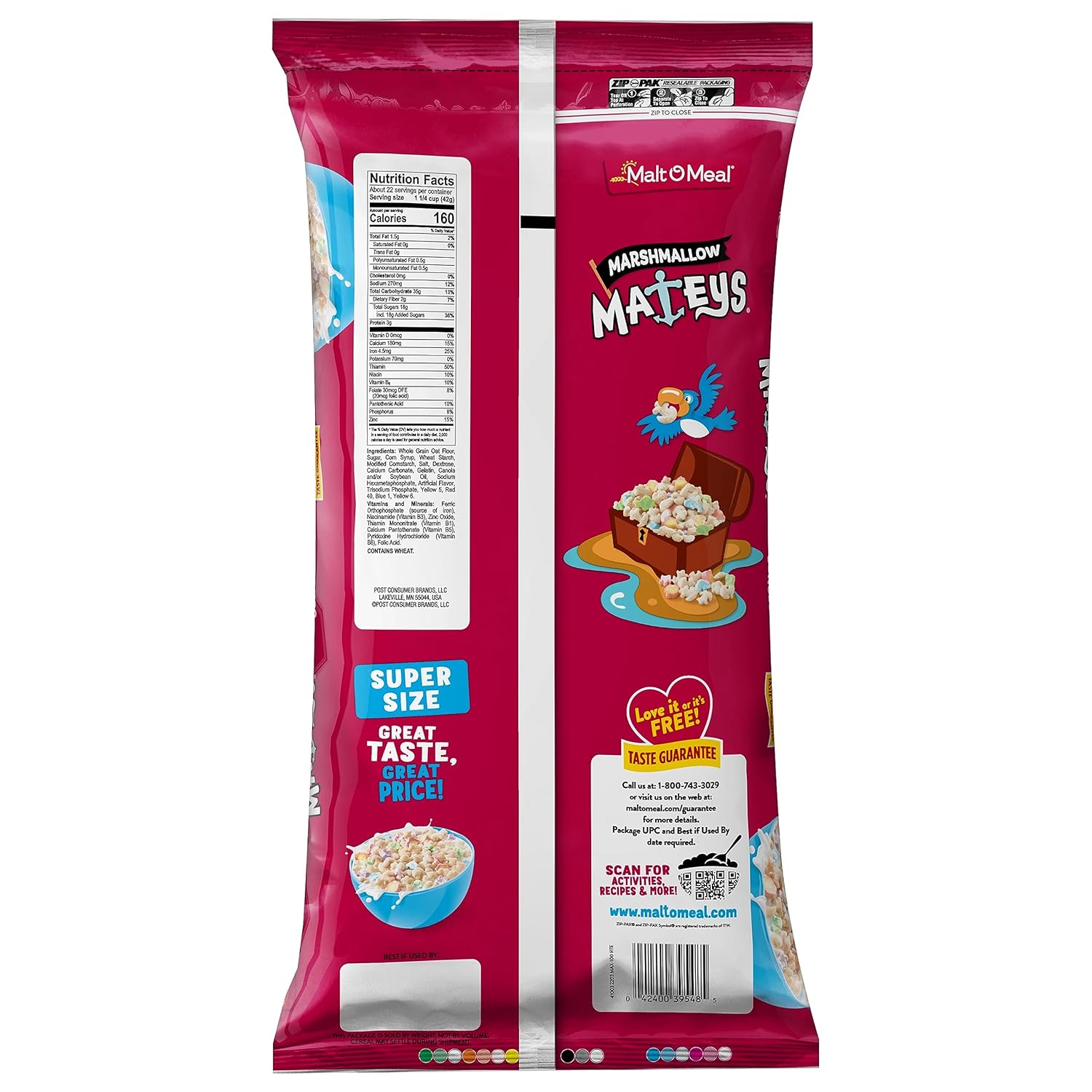 Malt-O-Meal Marshmallow Mateys Sweet Breakfast Cereal – No Refrigeration Snack for Picnics and Campfire Mornings, 33 OZ Bag
