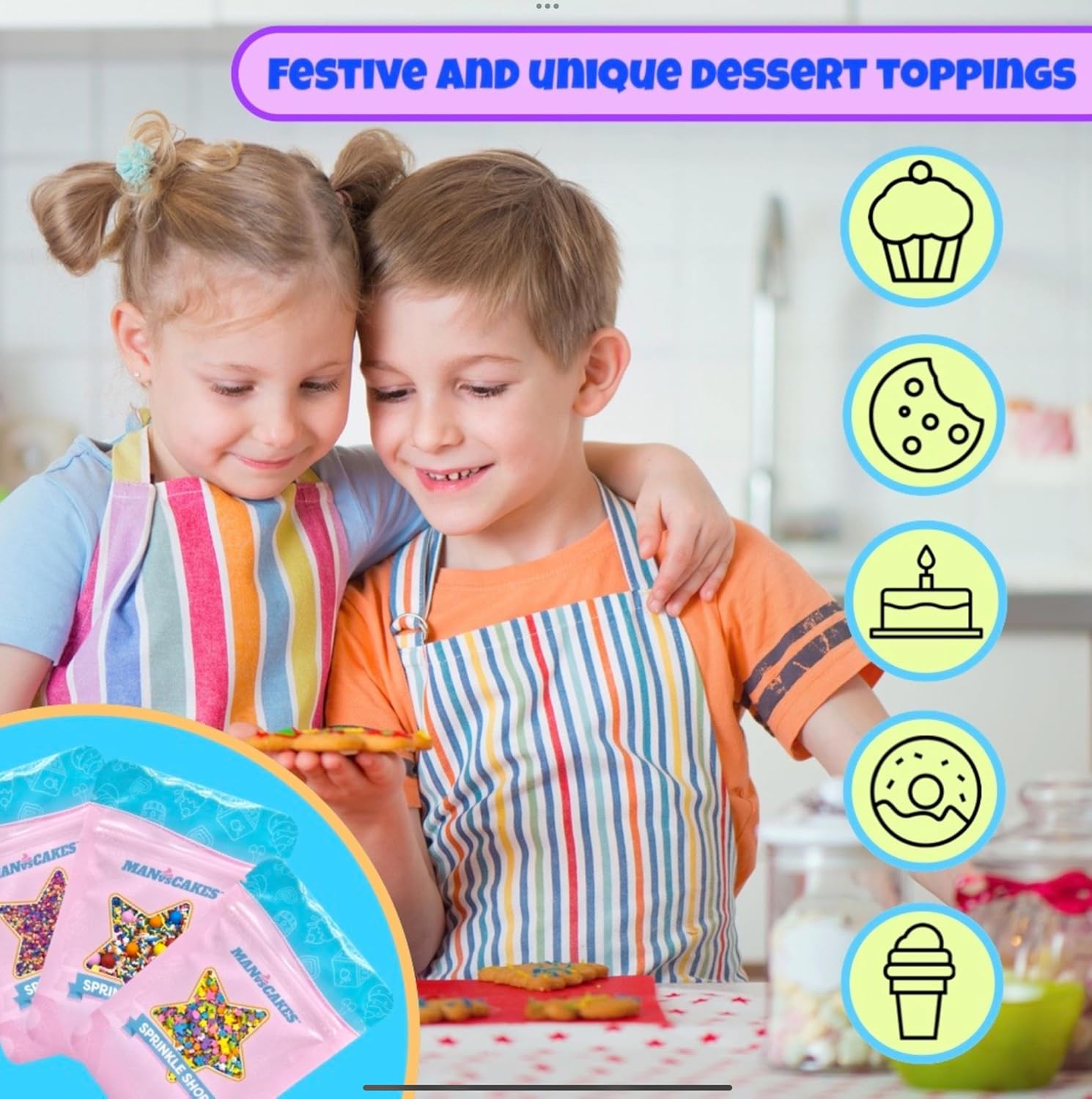 Manvscakes Blue White Sprinkles – Picture Perfect Cake Decor for Themed Birthday Party Tables