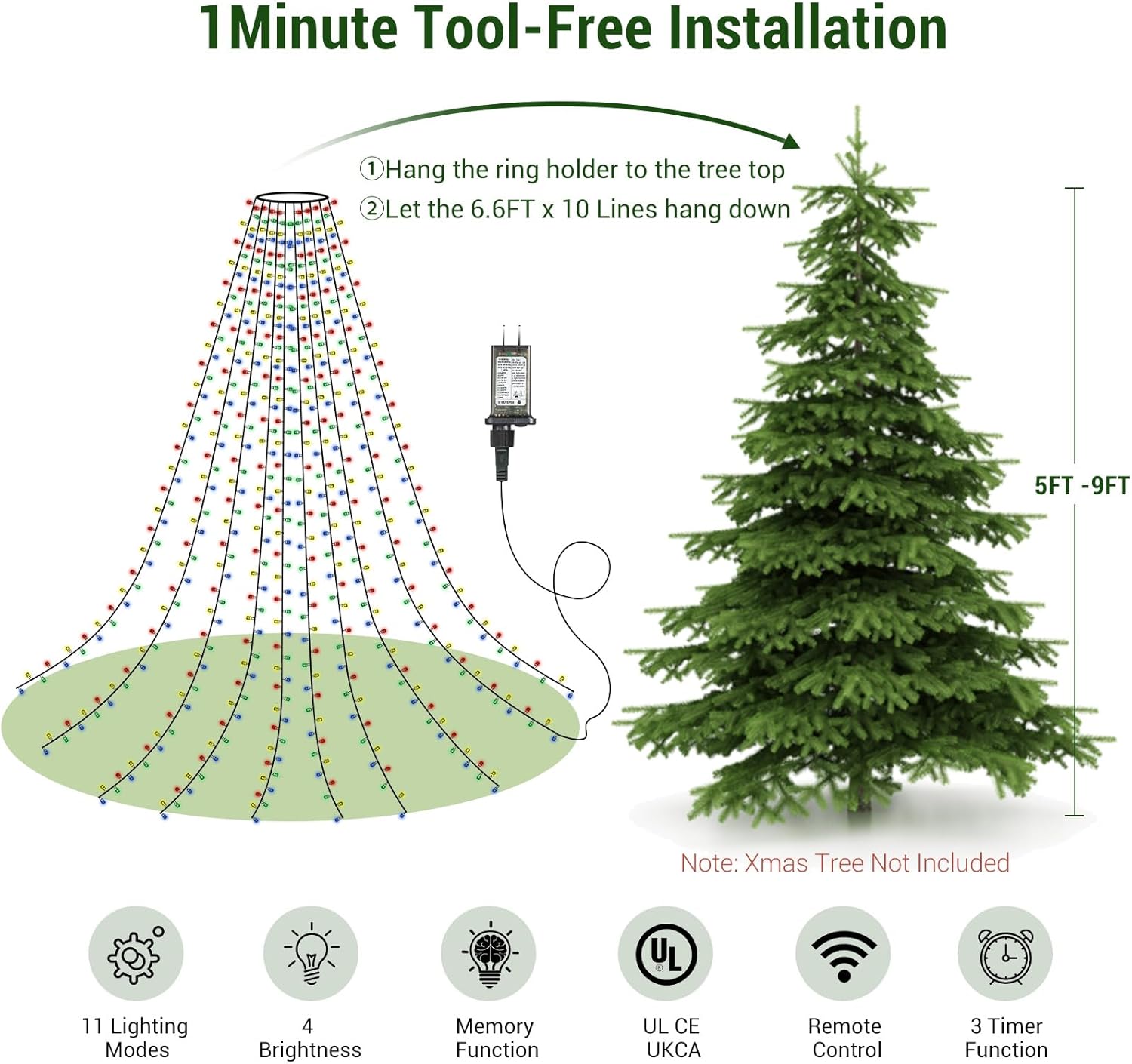 Marchpower Christmas Lights – Mantel and Staircase Atmosphere Lighting, Pre-Strung Ring Design with Warm and Cool Color Modes