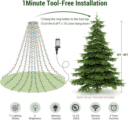Marchpower Christmas Lights – Mantel and Staircase Atmosphere Lighting, Pre-Strung Ring Design with Warm and Cool Color Modes
