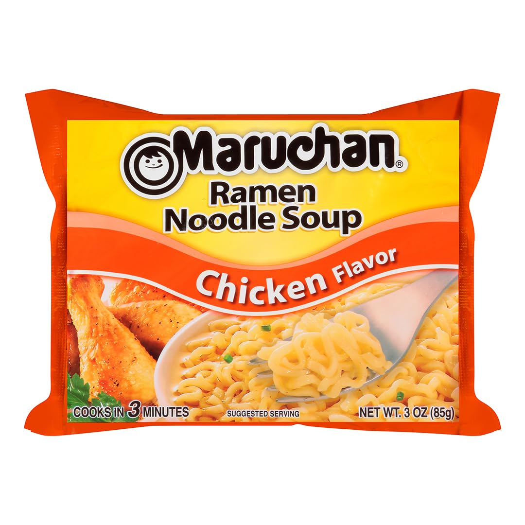 Maruchan Ramen Chicken, Instant Ramen Noodles Effortless Weeknight Meal, One-Pot 3-Minute Ready to Eat Noodles in Plain Packaging (24 Count)