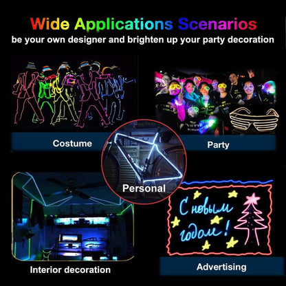 MaxLax EL Wire — DIY Home Studio Decor, 360 Degree Glowing Wire for Makers and Hobbyists