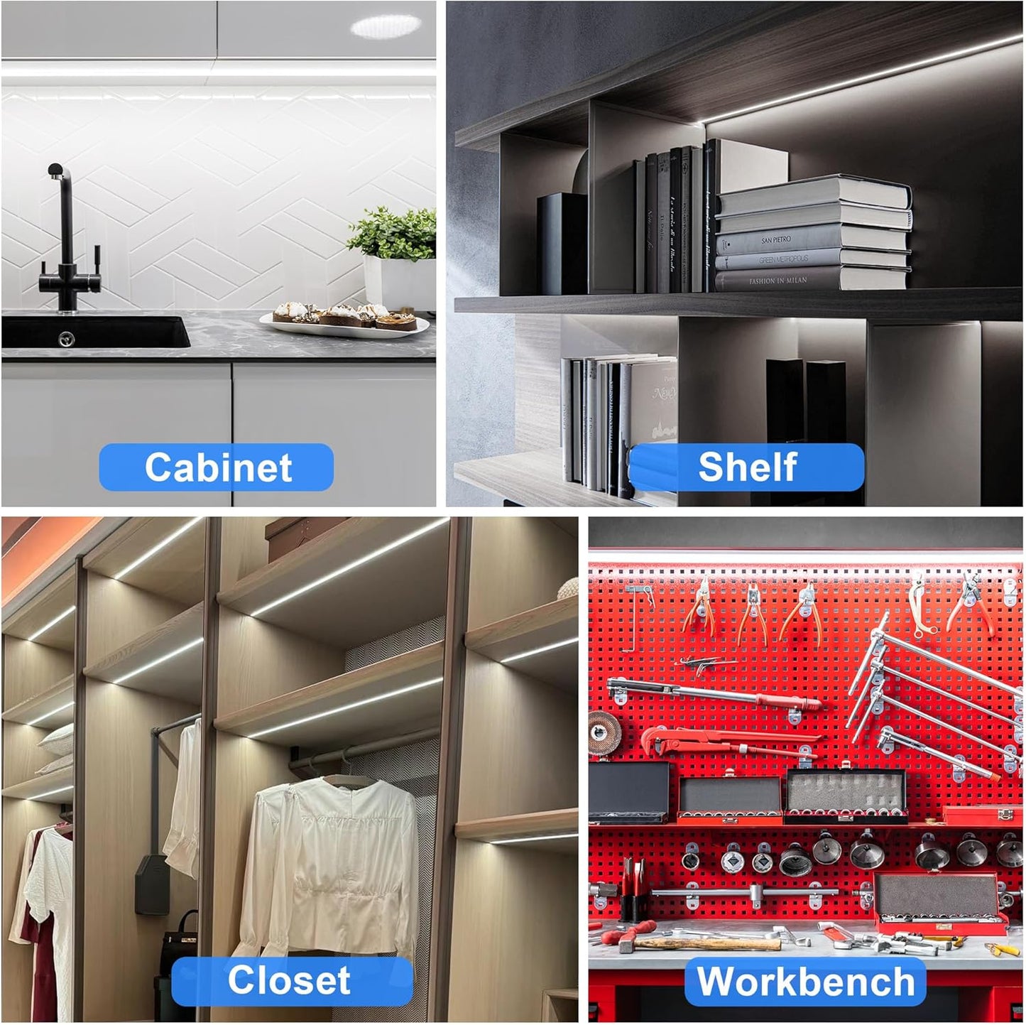 maylit Under Counter LED Bar 72in Warm White, No-Frills Plug-in Lighting for Less-Is-More Kitchen and Workbench Design