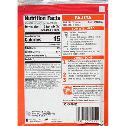 McCormick Fajita Seasoning Mix – Holiday Gift Basket Add On for Home Cooks and Grill Enthusiasts