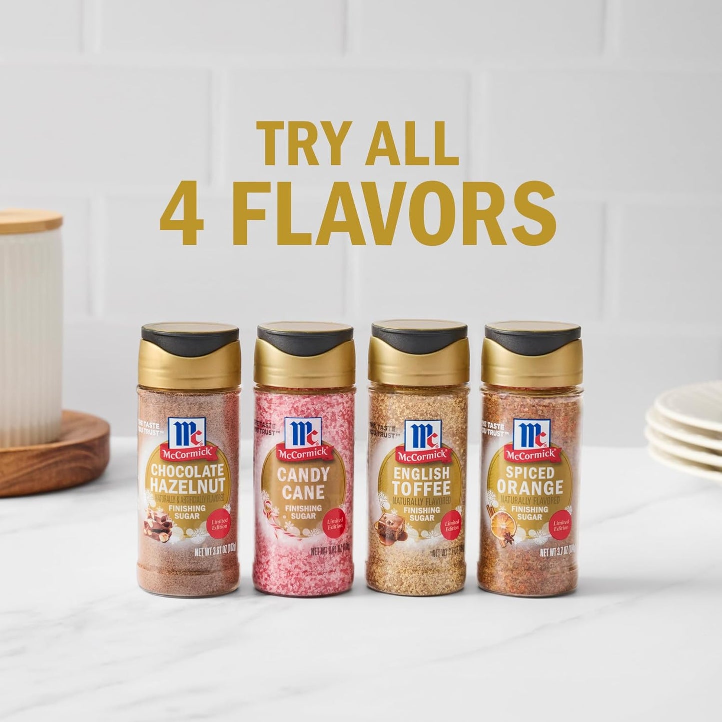 McCormick Finishing Sugar – High-End Edible Gift Experience, Four Limited Edition Seasonal Flavors