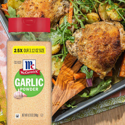 McCormick Garlic Powder – Outdoor Grill Rub Base for Backyard Cooking, 8.75 oz