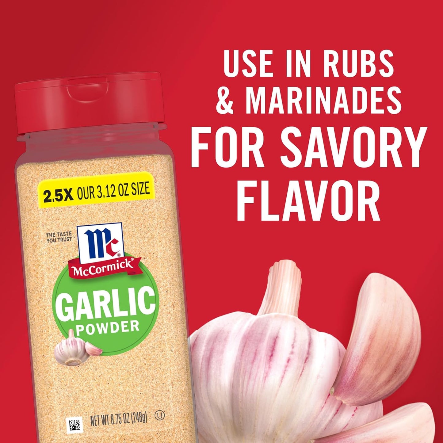 McCormick Garlic Powder – Outdoor Grill Rub Base for Backyard Cooking, 8.75 oz