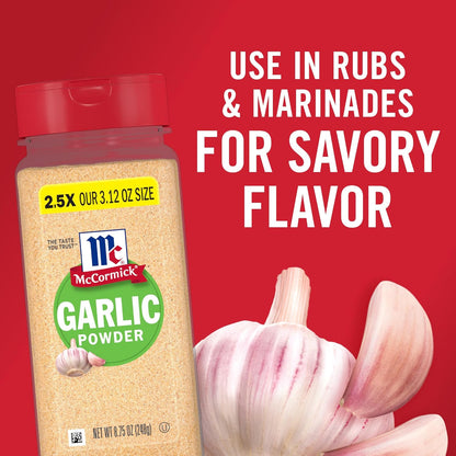 McCormick Garlic Powder – Outdoor Grill Rub Base for Backyard Cooking, 8.75 oz