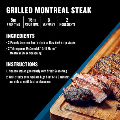 McCormick Grill Mates Montreal Steak Seasoning – Easy Shake-On Blend for Fast Indoor Grill Stations and Home Kitchens