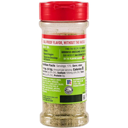 McCormick Perfect Pinch Green Goddess – Flip-Top Shaker for Picnic Tables, Picnics, and Outdoor Salad Bars