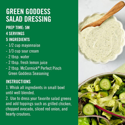 McCormick Perfect Pinch Green Goddess – Flip-Top Shaker for Picnic Tables, Picnics, and Outdoor Salad Bars