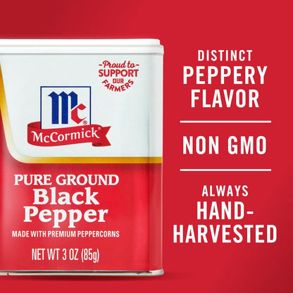 McCormick Pure Ground Black Pepper – Quick Flavor Finish for Efficient Dinner Routines