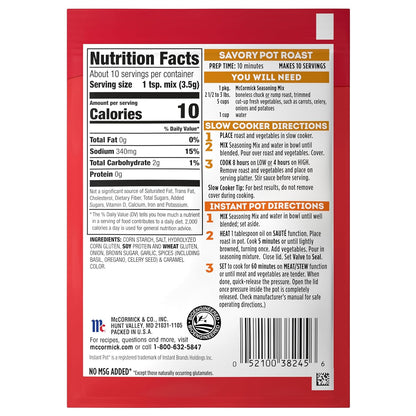 McCormick Savory Pot Roast Seasoning – Set-and-Forget Slow Cooker and Pressure Cooker Time Saver