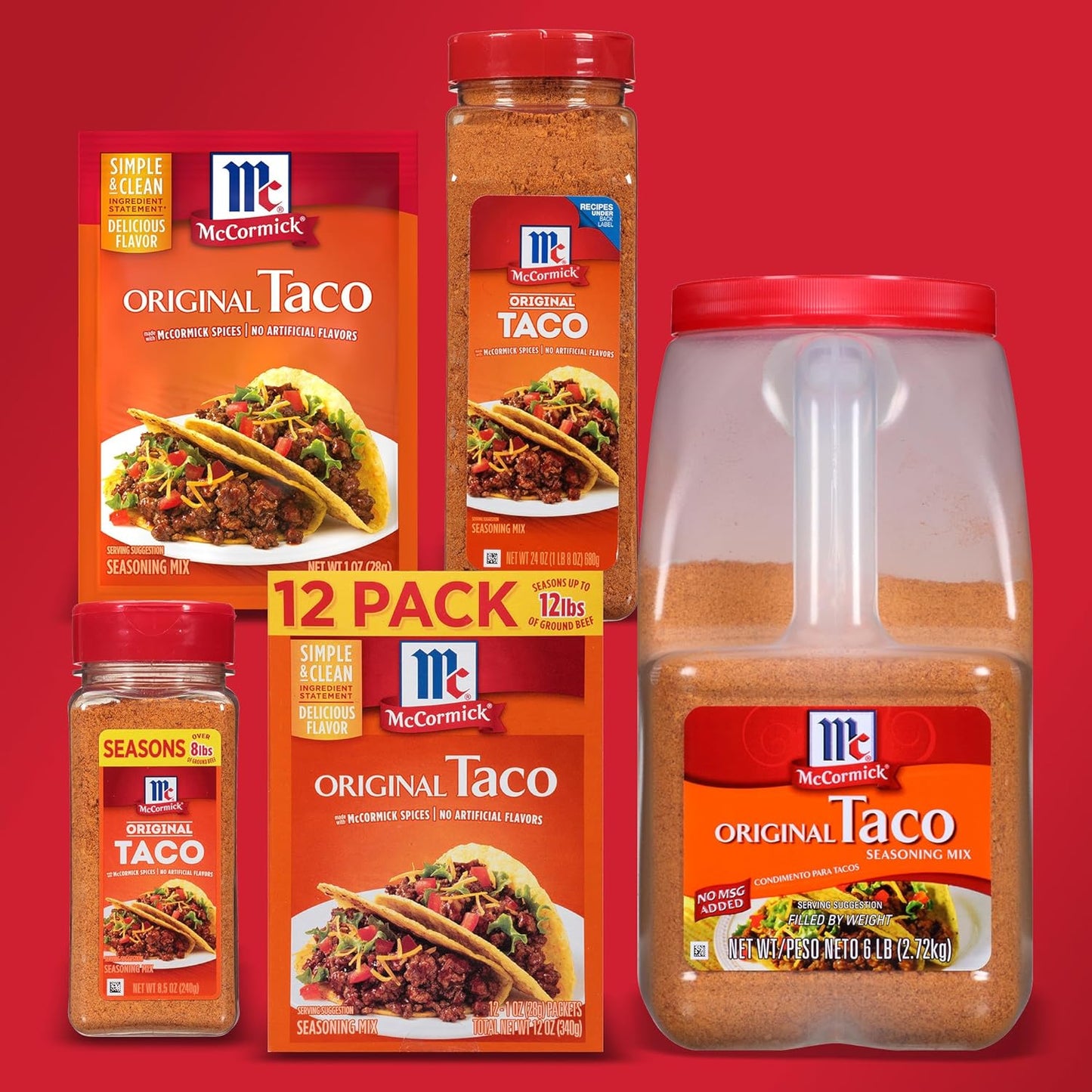 McCormick Taco Seasoning Mix – Better-For-You Taco Spice, No Dairy No Artificial Flavors, Family Size Pouch