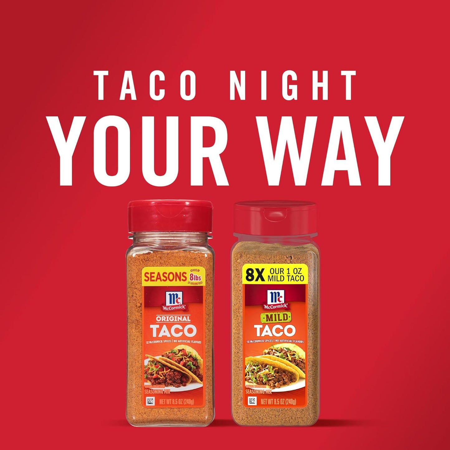 McCormick Taco Seasoning Mix – Better-For-You Taco Spice, No Dairy No Artificial Flavors, Family Size Pouch