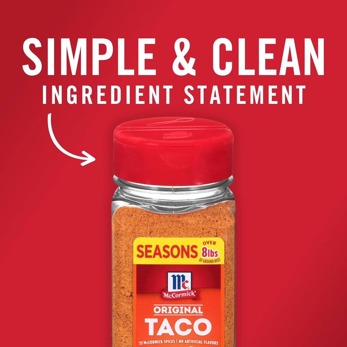 McCormick Taco Seasoning Mix – Better-For-You Taco Spice, No Dairy No Artificial Flavors, Family Size Pouch