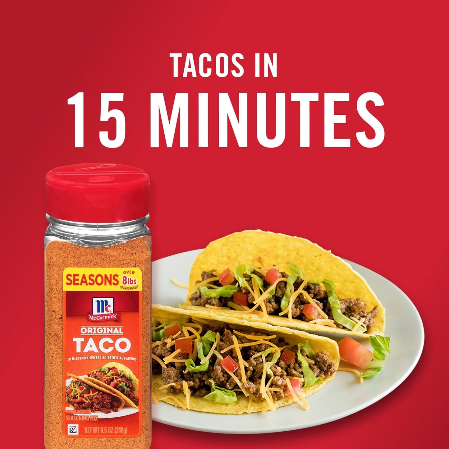McCormick Taco Seasoning Mix – Better-For-You Taco Spice, No Dairy No Artificial Flavors, Family Size Pouch