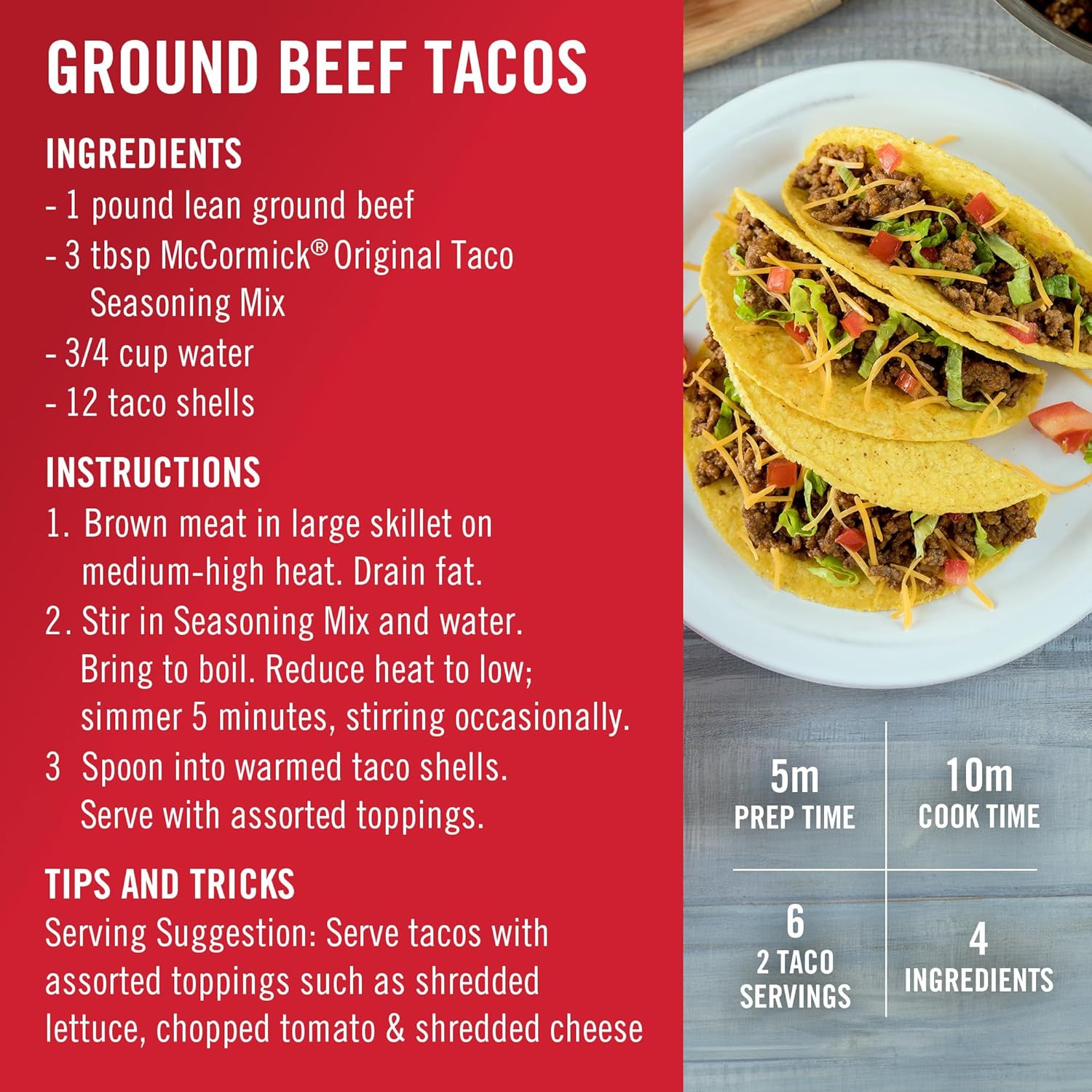 McCormick Taco Seasoning Mix – Better-For-You Taco Spice, No Dairy No Artificial Flavors, Family Size Pouch
