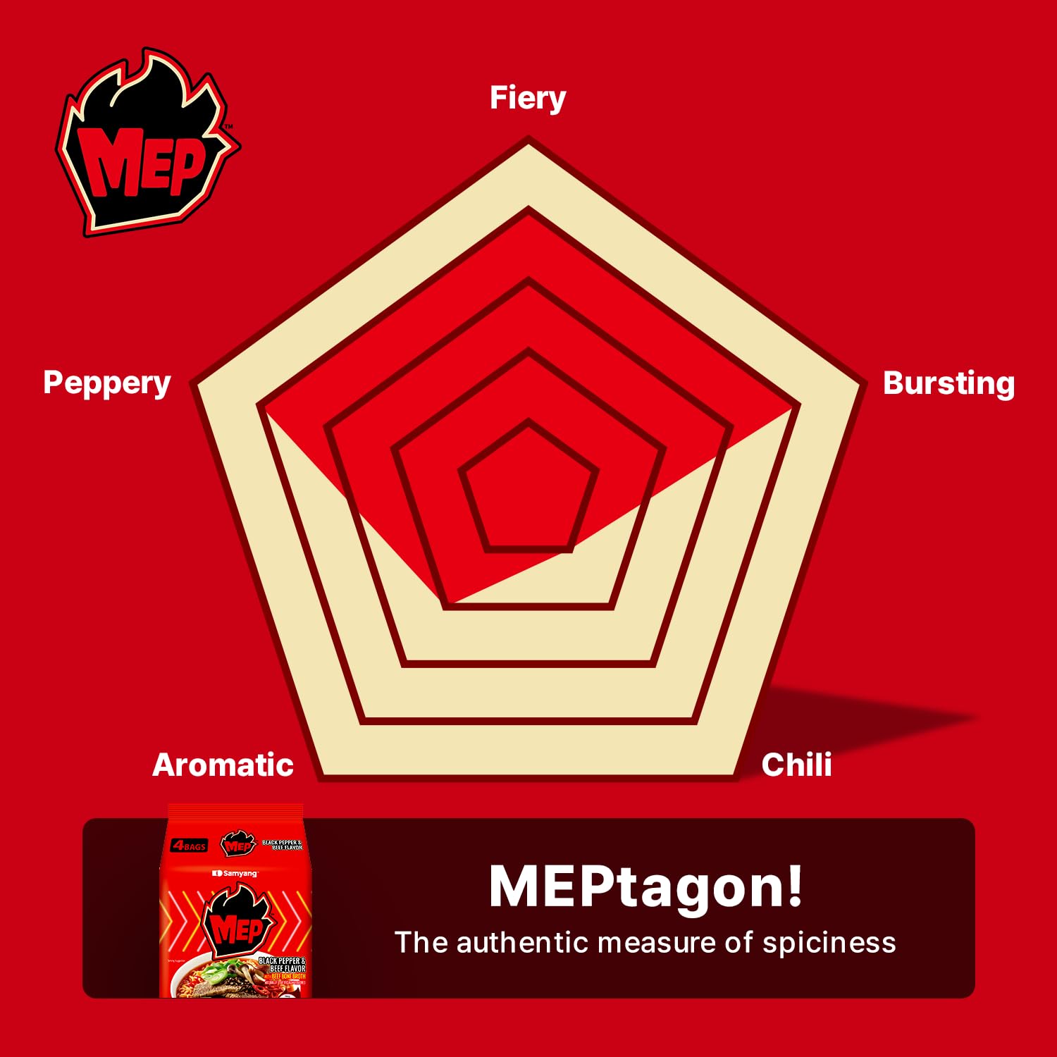 MEP Black Pepper Beef Ramen – Portable Korean Instant Noodles for Festival and Tailgate
