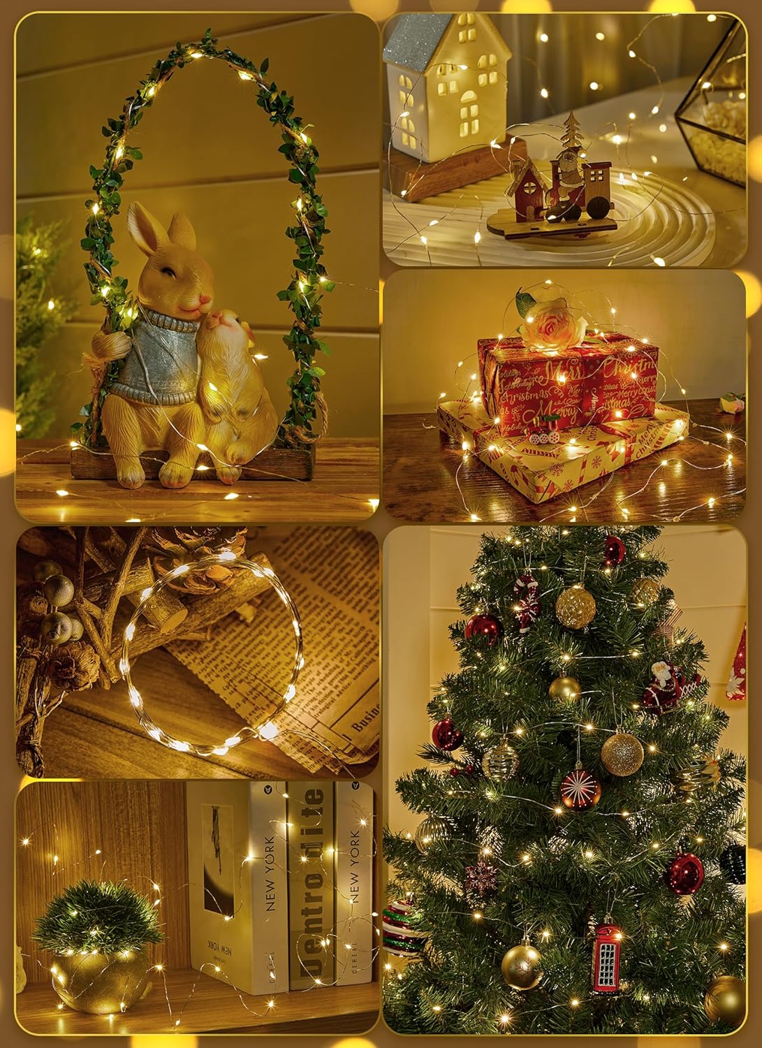 Minetom Fairy Lights in Gift-Ready Warm White – Romantic Valentine's Day Present for Girlfriend, Dimmable Timer