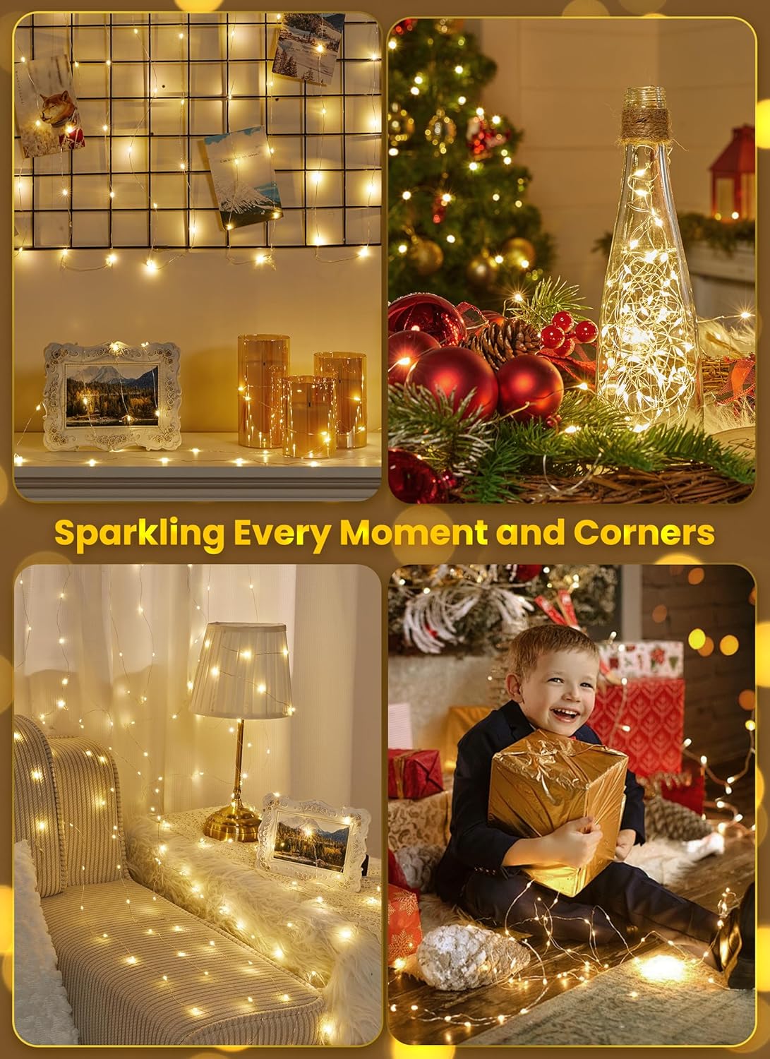 Minetom Fairy Lights in Gift-Ready Warm White – Romantic Valentine's Day Present for Girlfriend, Dimmable Timer