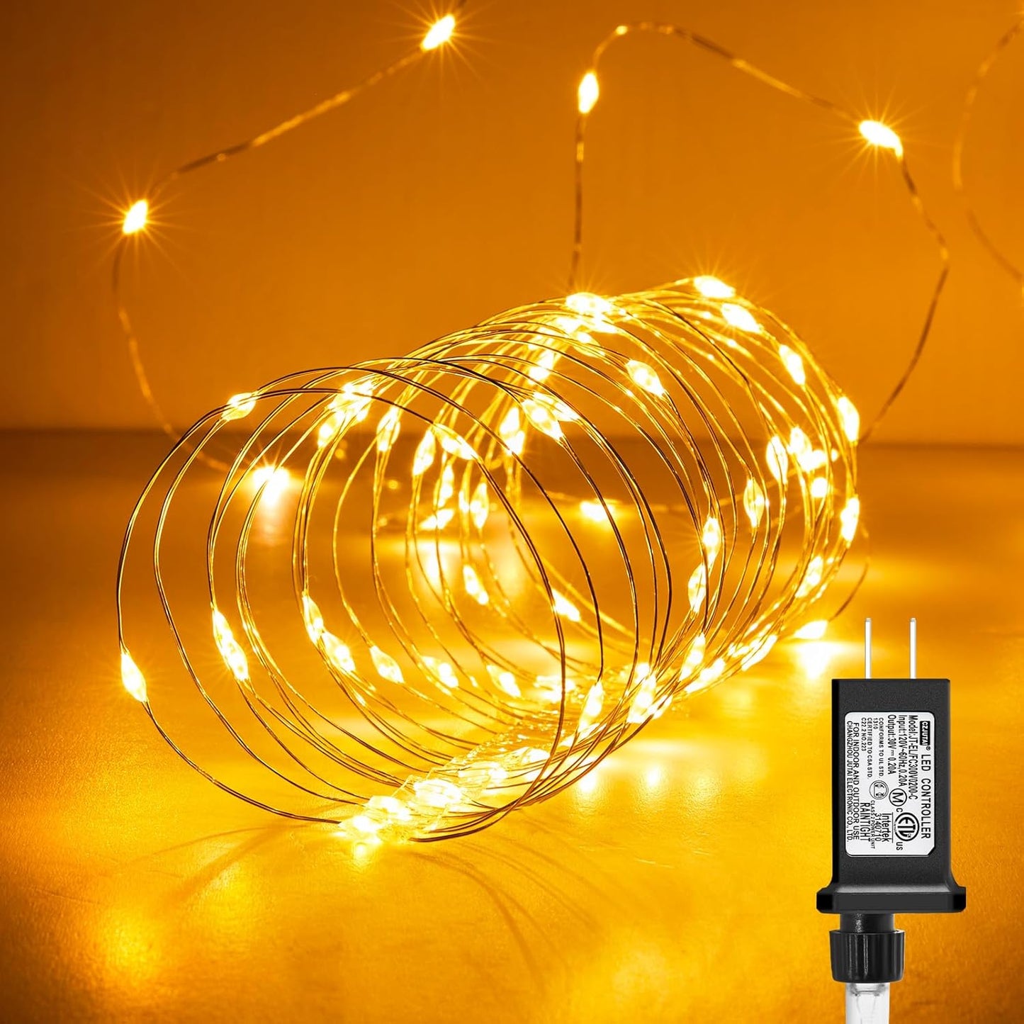 Minetom Fairy Lights Plug in – Outdoor Dining and Patio Ambiance, Flexible Waterproof Silver Wire Lights with Adapter