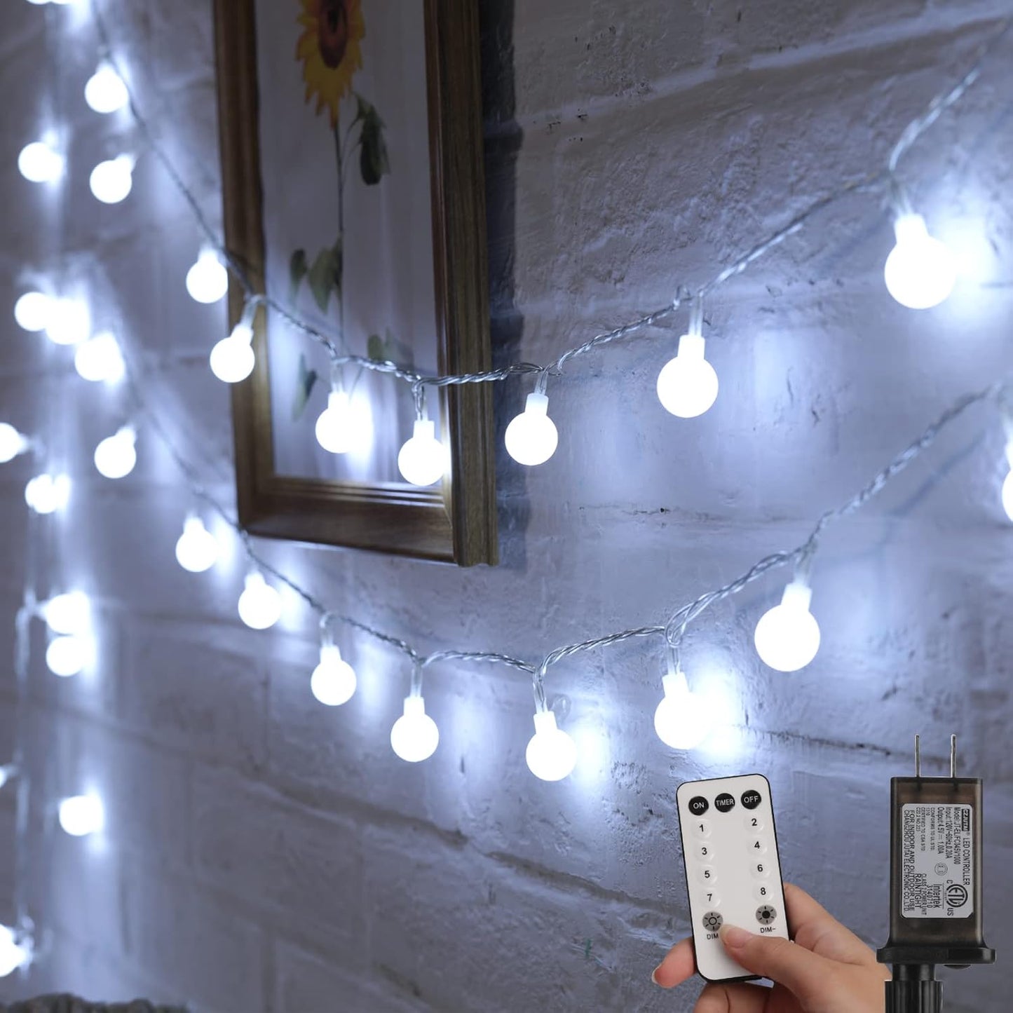 Minetom Globe String Lights – Valentine's Day Gift for Girlfriend or Wife, Romantic Bedroom Ambient Decor Plug-in Fairy Lights with Remote