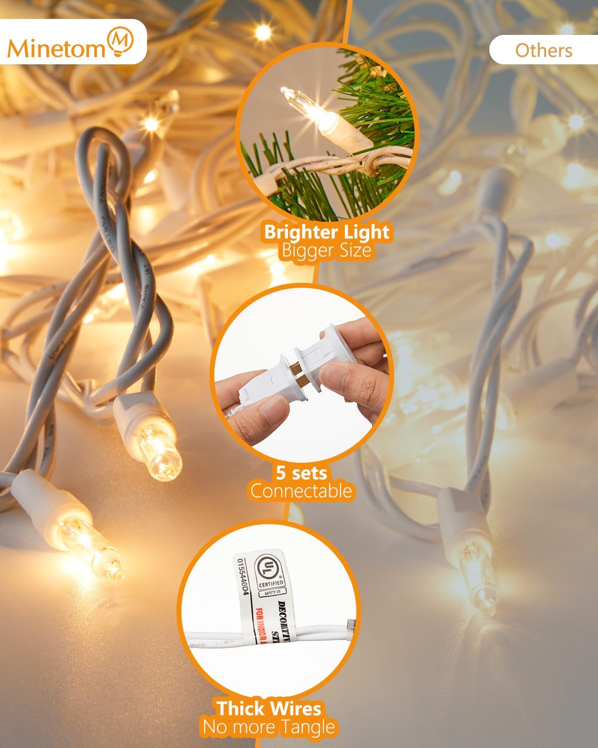 Minetom Incandescent Light String – Worry-Free Nursery & Sleep Ambiance, Shunt-Resistant Bulbs